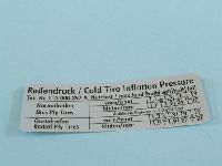 Kennschild Reifendruck Angaben für Käfer